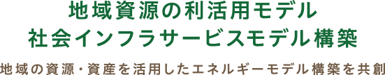 地域資源の利活用モデル 社会インフラサービスモデル構築 / 地域の資源・資産を活用したエネルギーモデル構築を共創